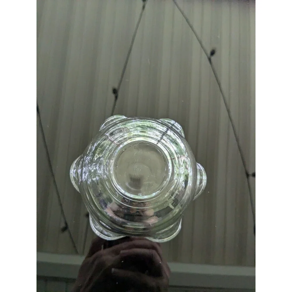 Vintage Clear Glass Dip/Dessert Bowl Yellow Tint Scalloped Edges MCM 5.25 inch